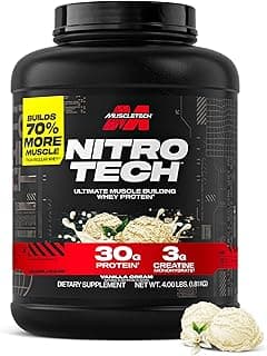 MuscleTech Whey Protein, Nitro-Tech Whey Isolate + Peptides, Lean with Creatine, Sports Nutrition for Men & Women…